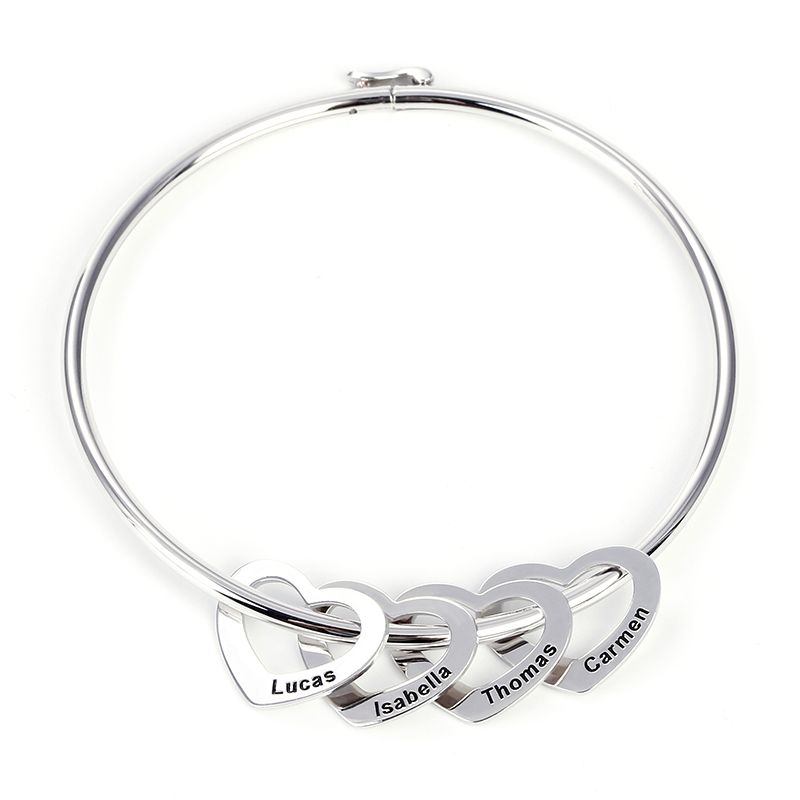 Gnoce "Lettering You in My Heart" Bangle Bracelet with Heart Shape Pendants inLead-free ECO Copper_1