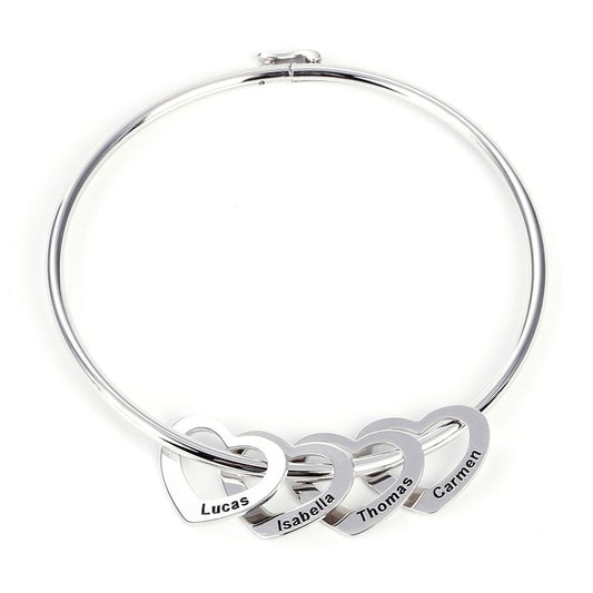 Gnoce "Lettering You in My Heart" Bangle Bracelet with Heart Shape Pendants inLead-free ECO Copper_1