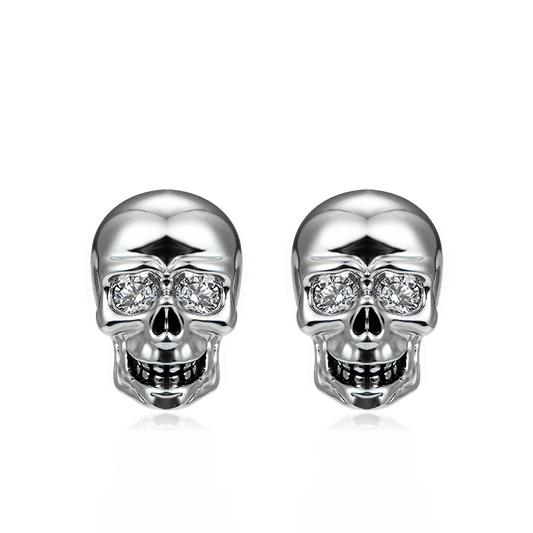 Gnoce Silver Skull Studs Platinum-plated Silver Blend_1