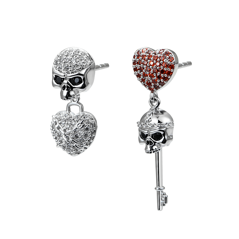 Skull Heart Earrings with Sterling Silver_1