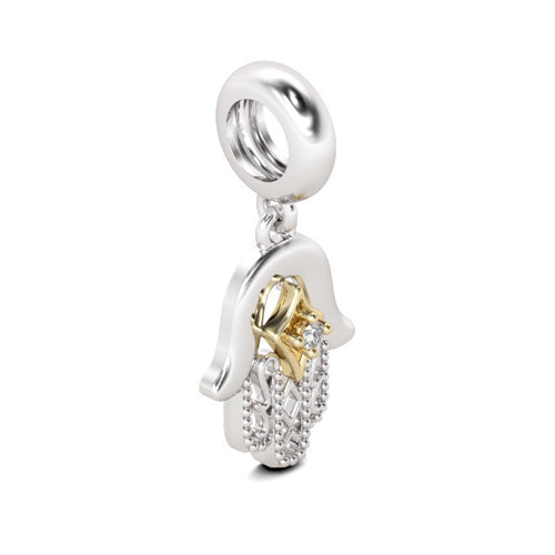 Gnoce All is Well Hamsa Hand Charm Platinum-plated Silver Blend_2
