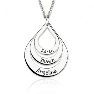 Gnoce "God`s Gift" Engraved Drop Shaped 3 Names NecklaceLead-free ECO Copper_3