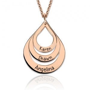 Gnoce "God`s Gift" Engraved Drop Shaped 3 Names NecklaceLead-free ECO Copper_1