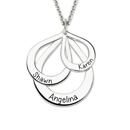 Gnoce "God`s Gift" Engraved Drop Shaped 3 Names NecklaceLead-free ECO Copper_4