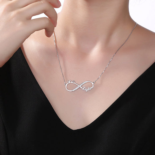 Gnoce "The Bodacious Gift" Custom Infinity 2 Names CZ NecklaceLead-free ECO Copper_3